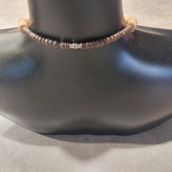 Women's Beige Brown Multi-Shapes Wood Slats/Beads Statement Necklace - Picture 10 of 10